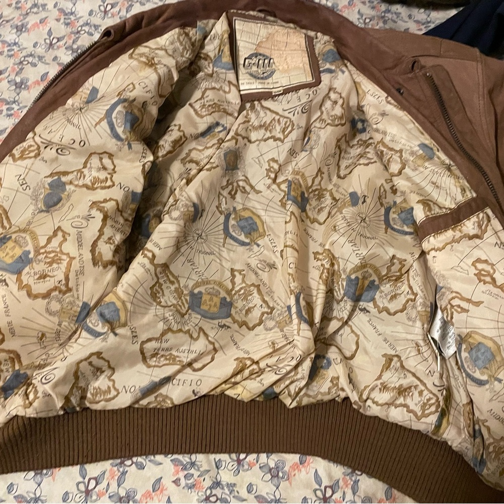 Brown Jacket with Map Print Lining